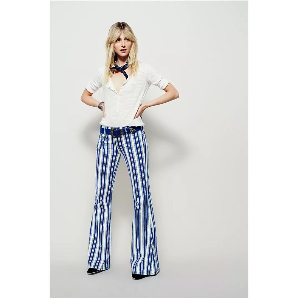 Free People Jolene Hip Hugger Striped Flare
